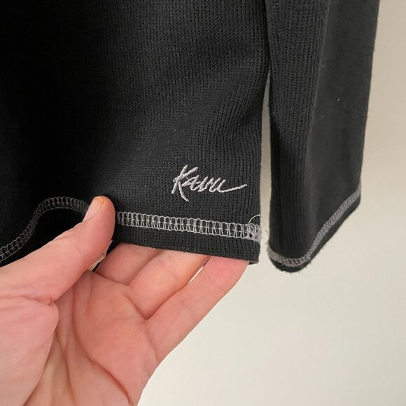 Kavu Scoop Neck Ribbed Knit Casual Pullover Long Sleeve T-Shirt Black Medium - Picture 6 of 7